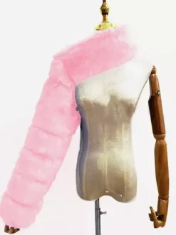 Faux Fur Coats Black No Waistline Asymmetrical Women Coat