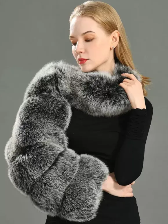 Faux Fur Coats Black No Waistline Asymmetrical Women Coat