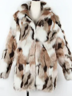 Faux Fur Coats Color Block Women Winter Eco-friendly Fur Coat 2026