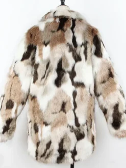 Faux Fur Coats Color Block Women Winter Eco-friendly Fur Coat 2026