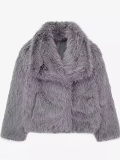 Faux Fur Coats Cozy Winter Women Chic Eco-friendly Fur Jacket In Burgundy