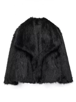 Faux Fur Coats Cozy Winter Women Chic Eco-friendly Fur Jacket In Burgundy