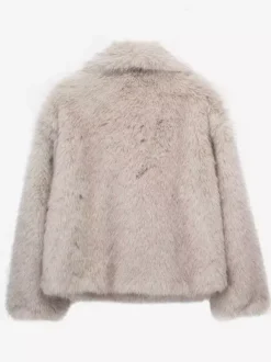 Faux Fur Coats Cozy Winter Women Chic Eco-friendly Fur Jacket In Burgundy