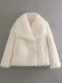 Faux Fur Coats Cozy Winter Women Chic Eco-friendly Fur Jacket In Burgundy