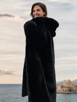 Faux Fur Coats For Women Hooded Winter Eco-friendly Long Jacket 2026
