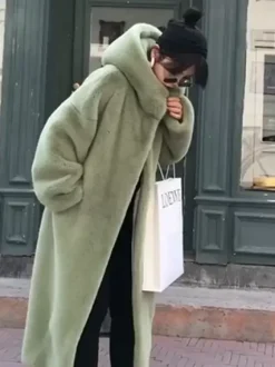 Faux Fur Coats For Women Hooded Winter Eco-friendly Long Jacket 2026