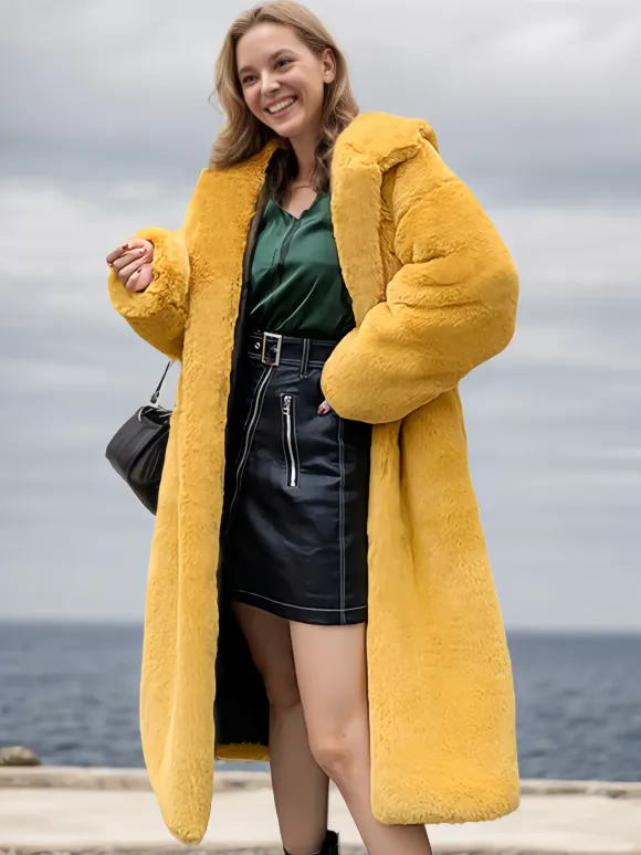 Faux Fur Coats For Women Hooded Winter Eco-friendly Long Jacket 2026