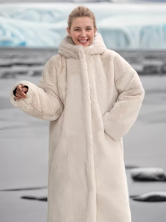 Faux Fur Coats For Women Hooded Winter Eco-friendly Long Jacket 2026