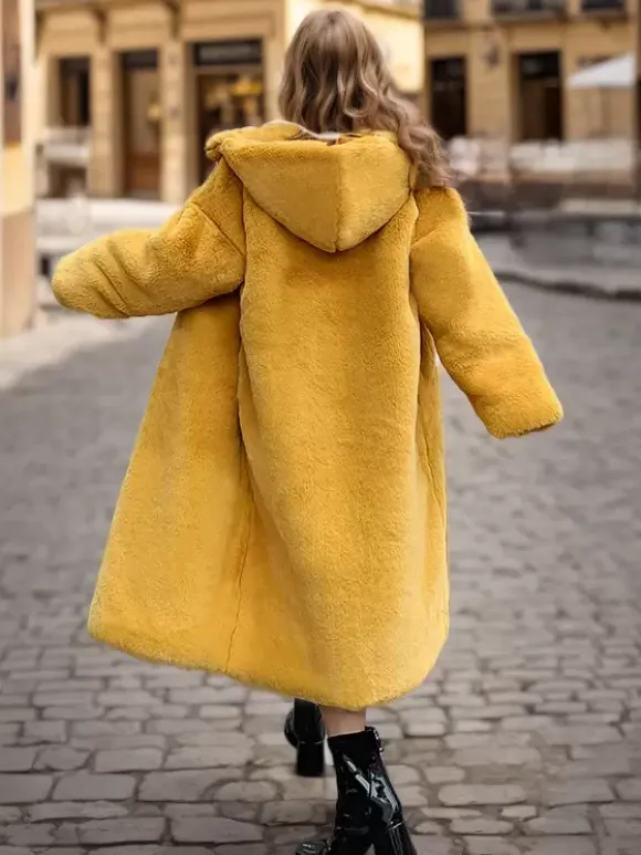 Faux Fur Coats For Women Hooded Winter Eco-friendly Long Jacket 2026