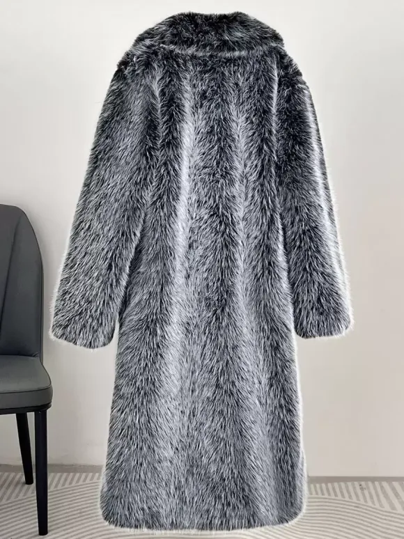 Faux Fur Coats Notched Lapel Oversized Winter Long Jacket For Women 2026