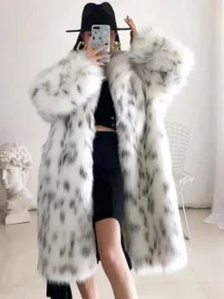 Faux Fur Coat Two Tone 2026 Winter Long Eco-friendly Fur Coat For Women