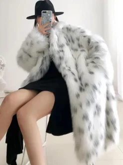 Faux Fur Coat Two Tone 2026 Winter Long Eco-friendly Fur Coat For Women