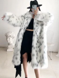 Faux Fur Coat Two Tone 2026 Winter Long Eco-friendly Fur Coat For Women
