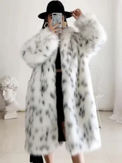 Faux Fur Coat Two Tone 2026 Winter Long Eco-friendly Fur Coat For Women