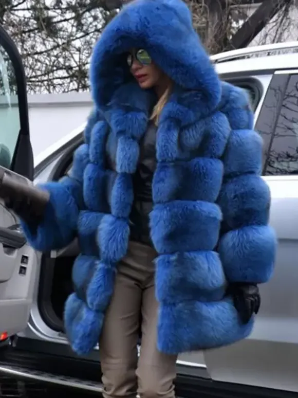 Faux Fur Coat With Hood Casual Winter Midi Jacket For Women 2026