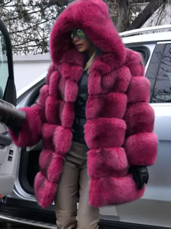 Faux Fur Coat With Hood Casual Winter Midi Jacket For Women 2026