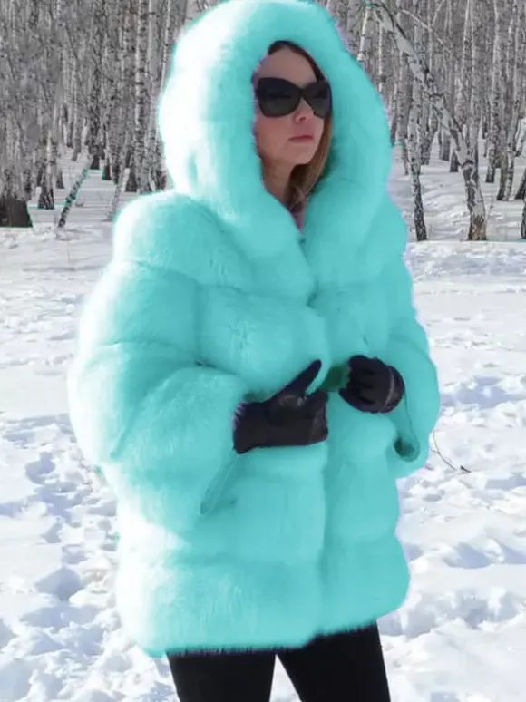 Faux Fur Coat With Hood Warm Winter 2026 Short Plush Eco-friendly Fur Coat For Women