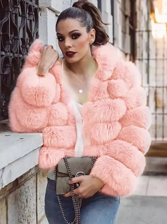 Faux Fur Coat With Hood Warm Winter 2026 Short Plush Eco-friendly Fur Coat For Women