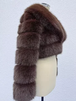 Faux Fur Crop Jacket With Layered Sleeves And Lapel Design For Winter 2026