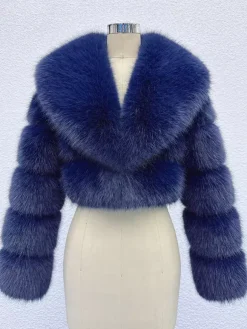 Faux Fur Crop Jacket With Layered Sleeves And Lapel Design For Winter 2026