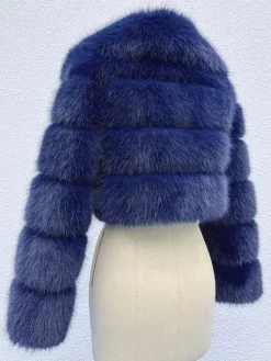 Faux Fur Crop Jacket With Layered Sleeves And Lapel Design For Winter 2026