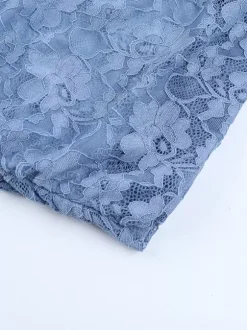 Faux Fur Trim Lace Mini Dress For Women - Dusty Blue Sexy Ruched Long Sleeve Bodycon - Spring Wedding Guest Party Dress 2026