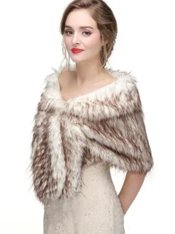 Faux Fur Wedding Wrap Bridal Shawl Winter Warm Cover Ups