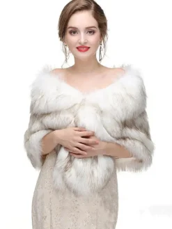 Faux Fur Wedding Wrap Bridal Shawl Winter Warm Cover Ups