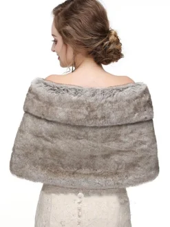 Faux Fur Wedding Wrap Bridal Shawl Winter Warm Cover Ups