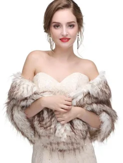 Faux Fur Wedding Wrap Bridal Shawl Winter Warm Cover Ups