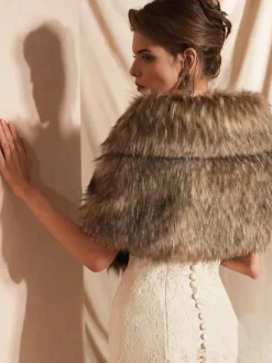 Faux Fur Wedding Wrap Bridal Shawl Winter Warm Cover Ups