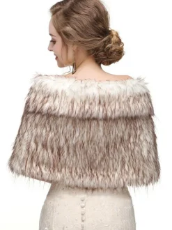 Faux Fur Wedding Wrap Bridal Shawl Winter Warm Cover Ups