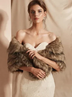 Faux Fur Wedding Wrap Bridal Shawl Winter Warm Cover Ups