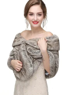 Faux Fur Wedding Wrap Bridal Shawl Winter Warm Cover Ups