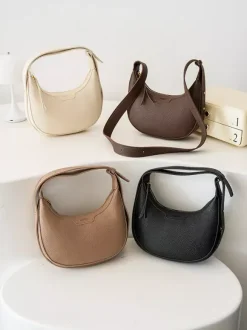 Faux Leather Hobo Bag Crescent Shoulder Bag For Women 2026
