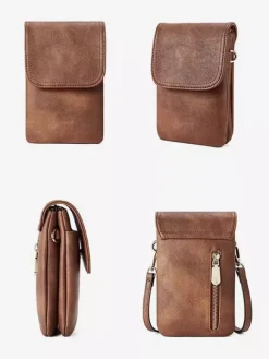 Faux Leather Phone Bag Adjustable Shoulder Strap Crossbody Bag For Women 2026