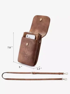 Faux Leather Phone Bag Adjustable Shoulder Strap Crossbody Bag For Women 2026