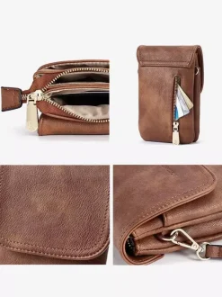 Faux Leather Phone Bag Adjustable Shoulder Strap Crossbody Bag For Women 2026