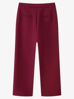 Feather Cuff 2 Piece Suit Set For Women - Red Elegant Blazer And Straight Leg Pants Co-ord- Spring Business Party Outfit 2026