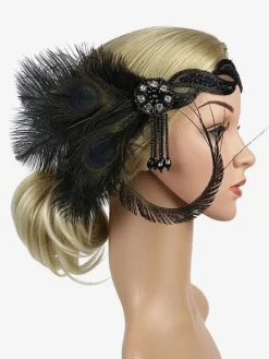 Feather Flapper Headpieces 1920s Fashion Great Gatsby Headband Women Retro Hair Accessories