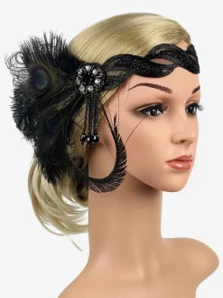 Feather Flapper Headpieces 1920s Fashion Great Gatsby Headband Women Retro Hair Accessories
