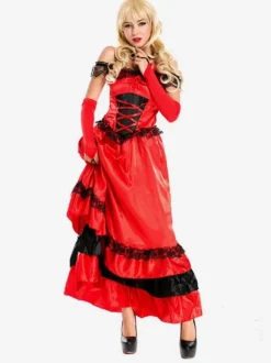 Flamenco Girls Red Dancer Outfit Adults Spanish Ballroom Dress Off Shoulder Paso Doble Costumes Carnival