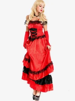 Flamenco Girls Red Dancer Outfit Adults Spanish Ballroom Dress Off Shoulder Paso Doble Costumes Carnival