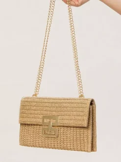 Flap Straw Bag With Chain Multi-compartment Vacation Shoulder Bag For Women 2026