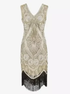 Flapper Dress Great Gatsby 1920s Black with Tassels Women's Charleston Dresses Vintage 20s Party Dress Costume