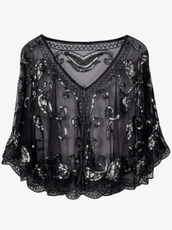 Flapper Girl Cape Retro 1920s fashion Style Great Gatsby Sequin Shawl