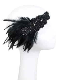 Flapper Headband 1920s Fashion Costume The Great Gatsby Feather Champagne Headpieces Women Vintage Costume Accessories