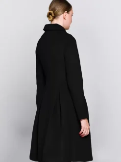 Flared Woolen Coat In Burgundy Double-Breasted Turndown Collar A-line Winter Midi Outerwear For Women 2026
