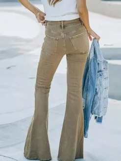 Flare Jeans For Woman Camel Cotton Spring Bell Bottoms 2026