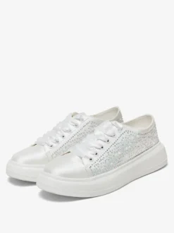Flat Bridal Shoes Round Toe Lace Up Rhinestones Wedding Shoes